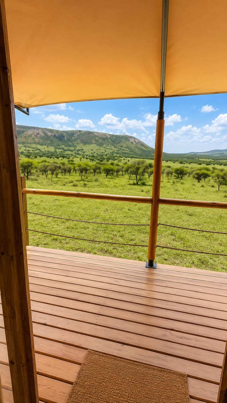 Private deck overlooking the Rungwa North plains and hills, Tanzania